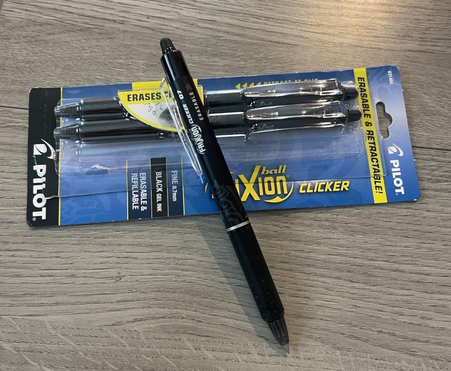 pilot black erasable pens in packaging