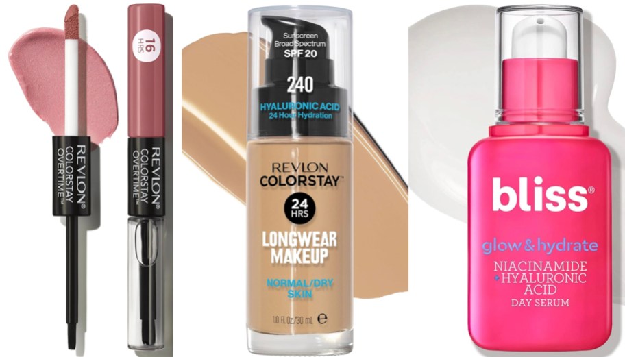 revlon lipcolor, foundation and bliss serum