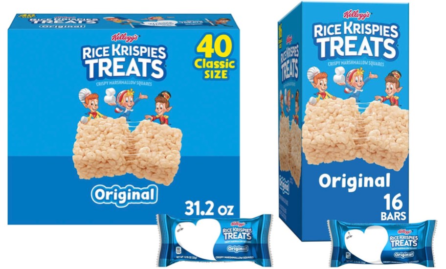 two boxes of rice krispies treats