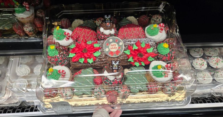 holiday dessert platter in hand in store