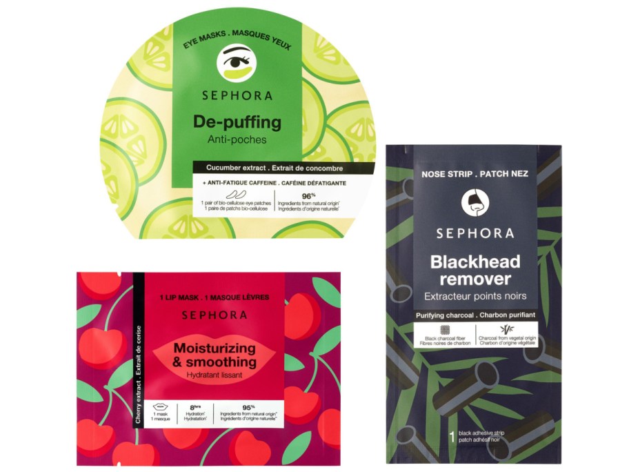 Three Sephora face masks.