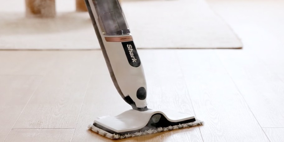 white shark steammop on hardwood floor 