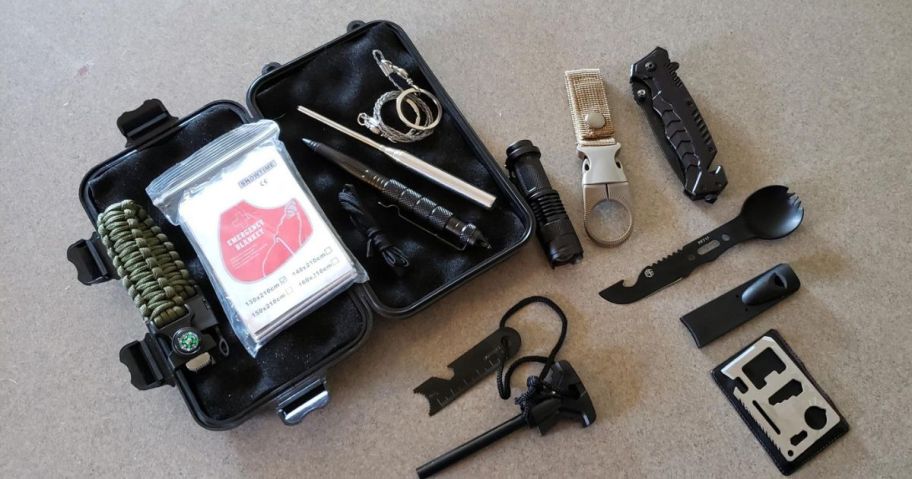 survival kit on counter