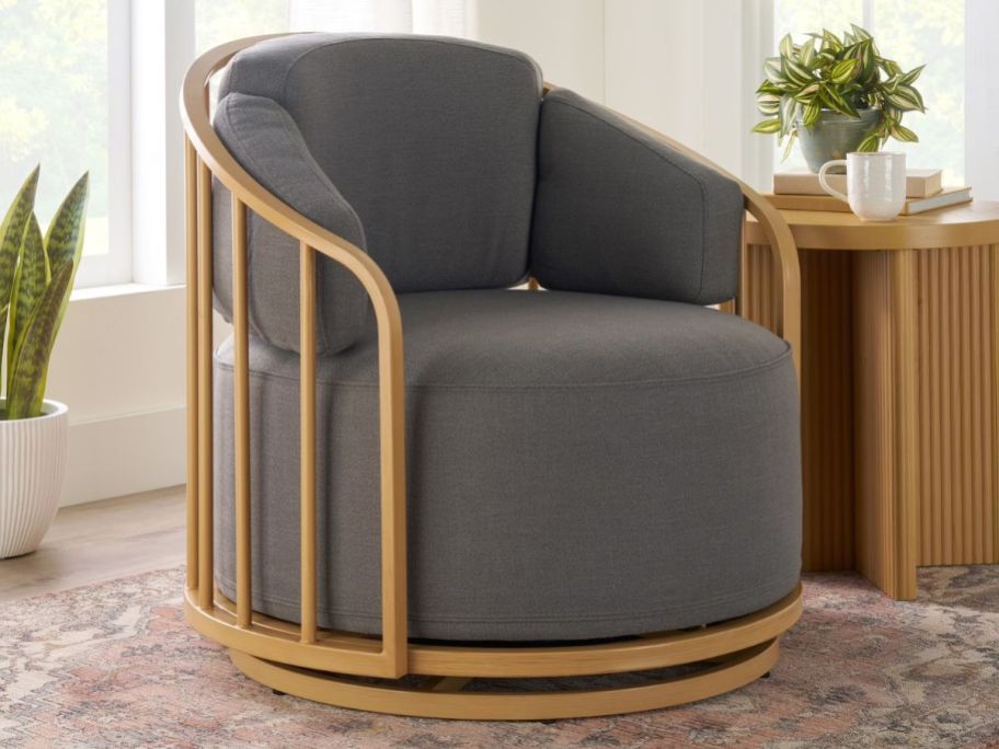 grey swivel chair in living room