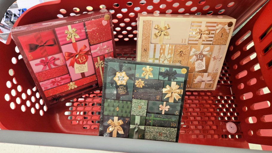 three target beauty advent calendars in a cart