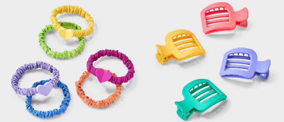 kids scrunchies and hair clips 