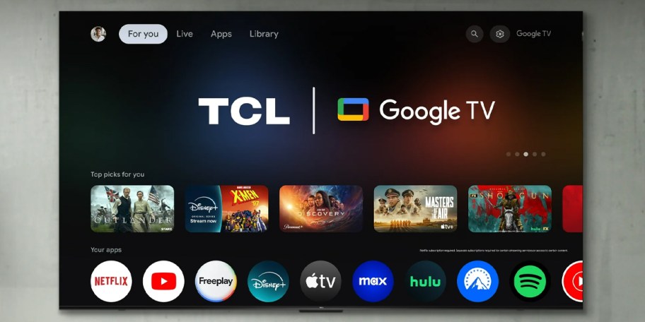 tcl tv hanging on wall
