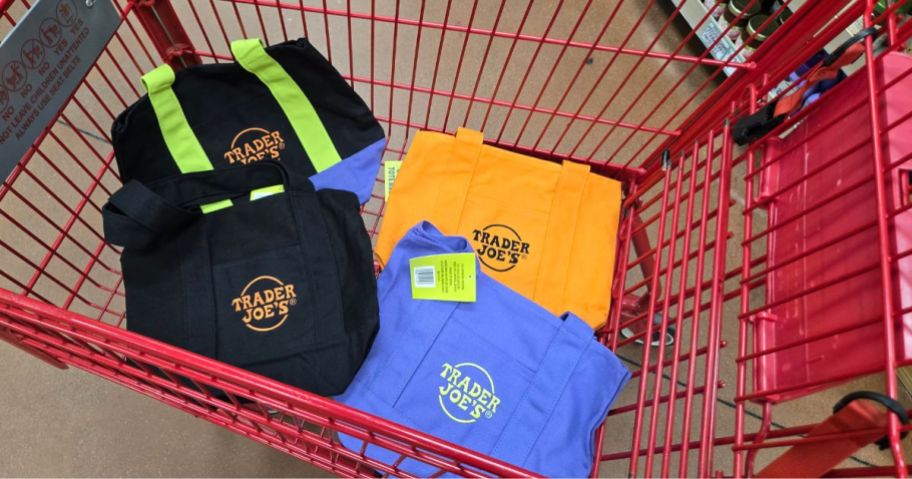 trader joes halloween tote bags in cart
