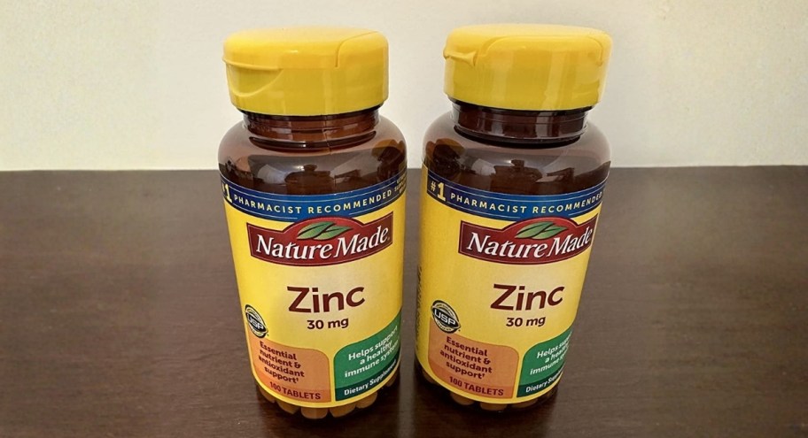 two bottles of zinc supplement