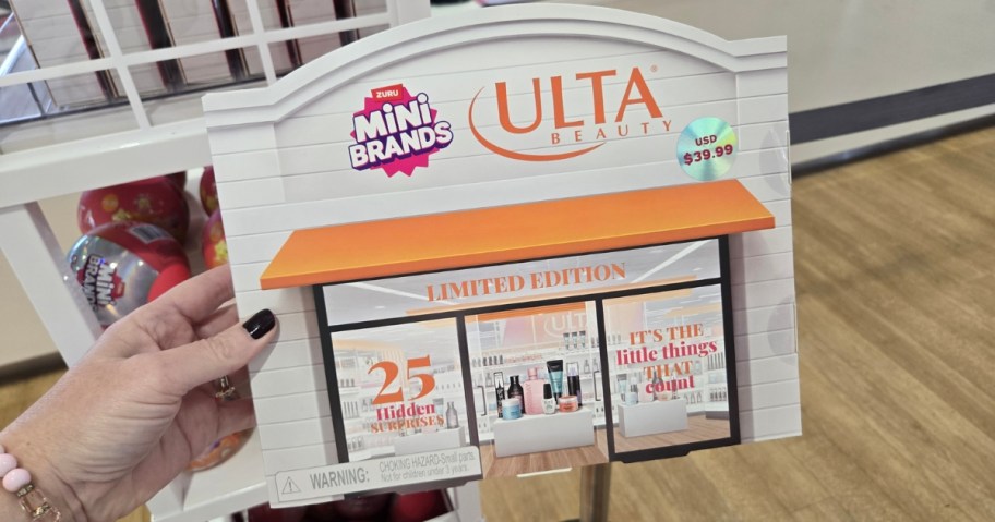 hand holding an ULTA mini brands advent calendar
