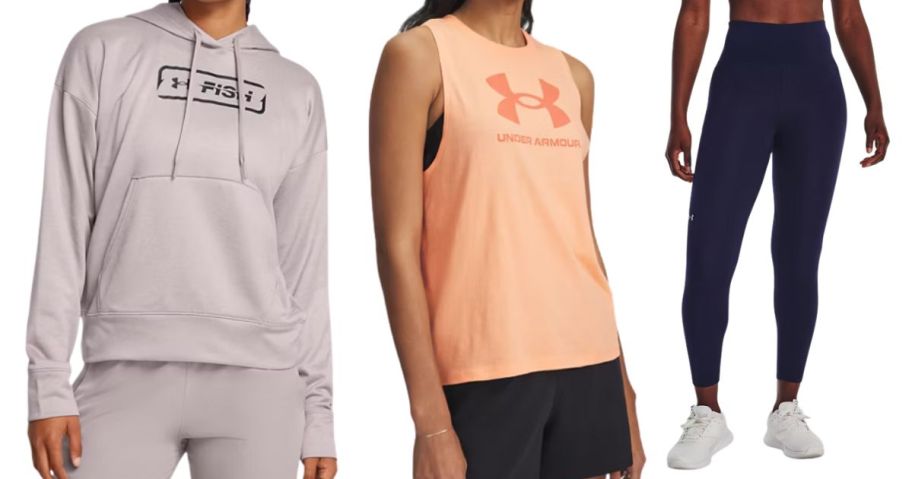 three women wearing under armour clothing