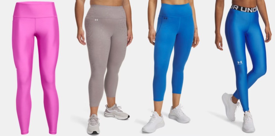 pink, tan, and blue under armour leggings