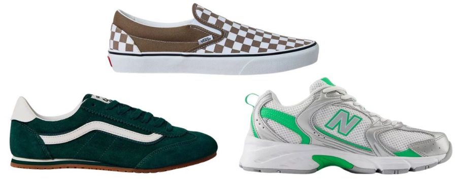 two vans sneakers and new balance sneakers