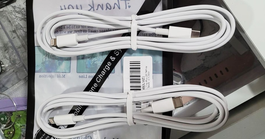 iPhone USB-C to Lightning Charging Cables 2-Pack Only $3 on Amazon