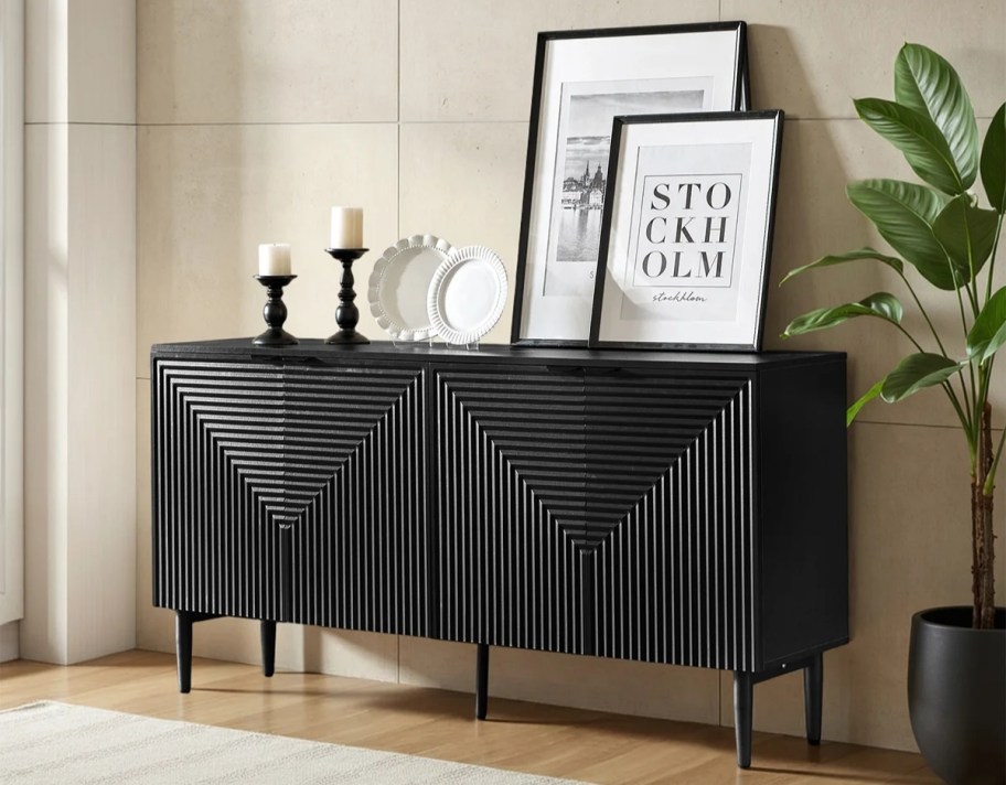 black wooden sideboard