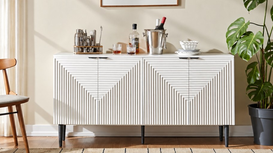 white wooden sideboard