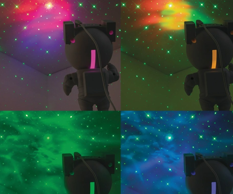astronaut night light showing 4 projections on wall
