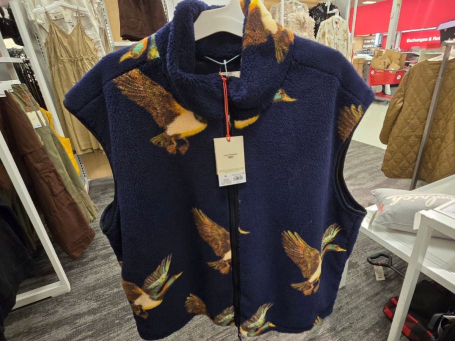 Woolrich Duck Print Fleece Vest in store