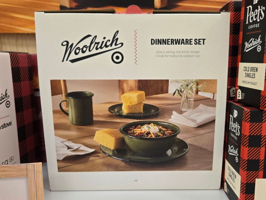 Woolrich 4-Piece Enamel Dinnerware Set box in store