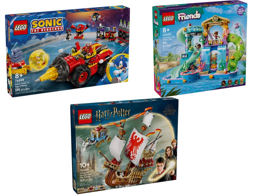 lego sonic, water, and harry potter sets 