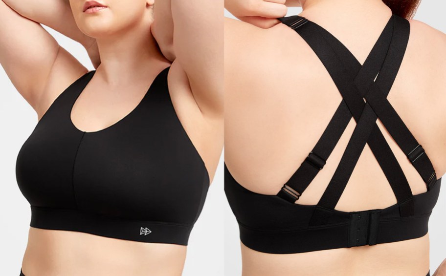 woman wearing black sports bra