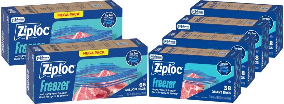 ziploc freezer bags in gallon and quart sizes