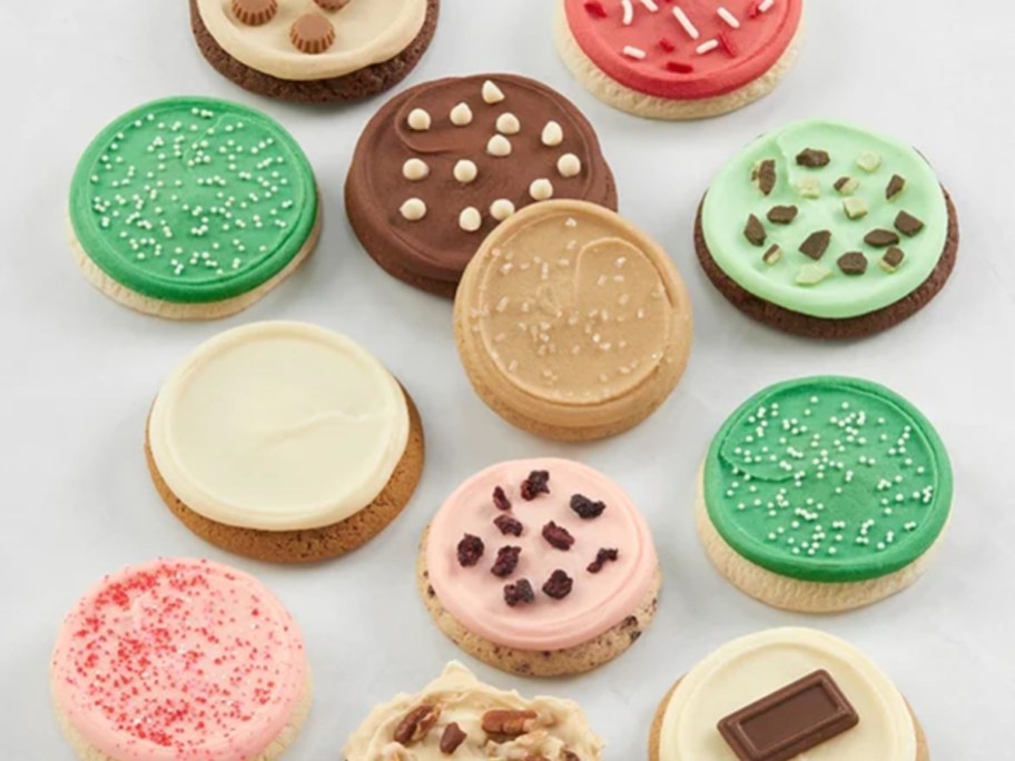 sugar cookies with holiday color frosting