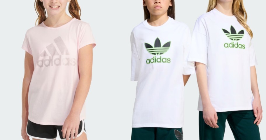 kids wearing adidas logo tees