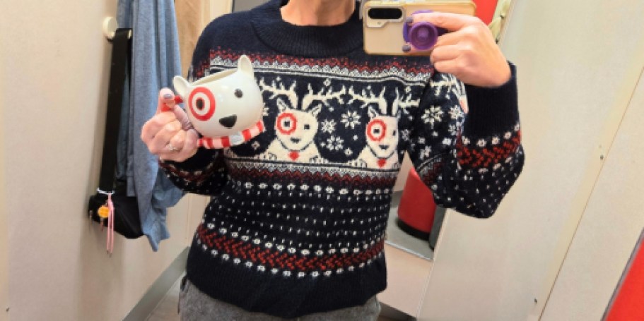 NEW Women’s Bullseye Christmas Sweater at Target (+ Matching Socks & Mug!)