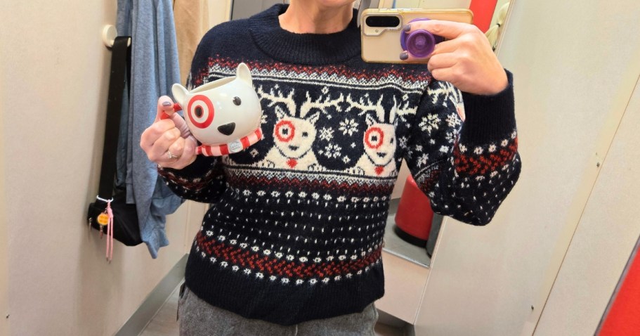 NEW Women’s Bullseye Christmas Sweater at Target (+ Matching Socks & Mug!)