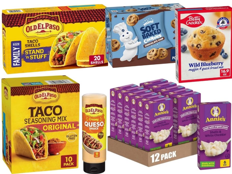 El Paso taco products, cookies, mac and cheese, and muffin mix 