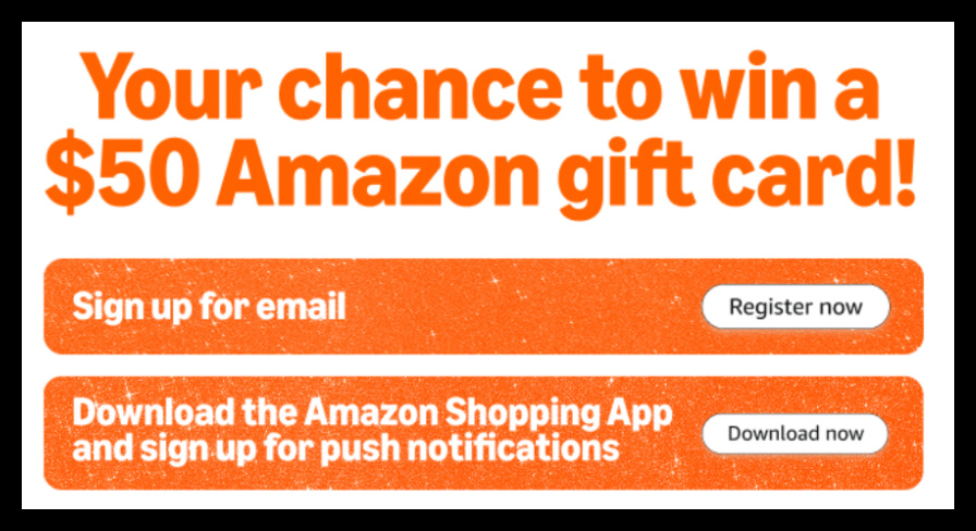 Amazon gift card giveaway entry options