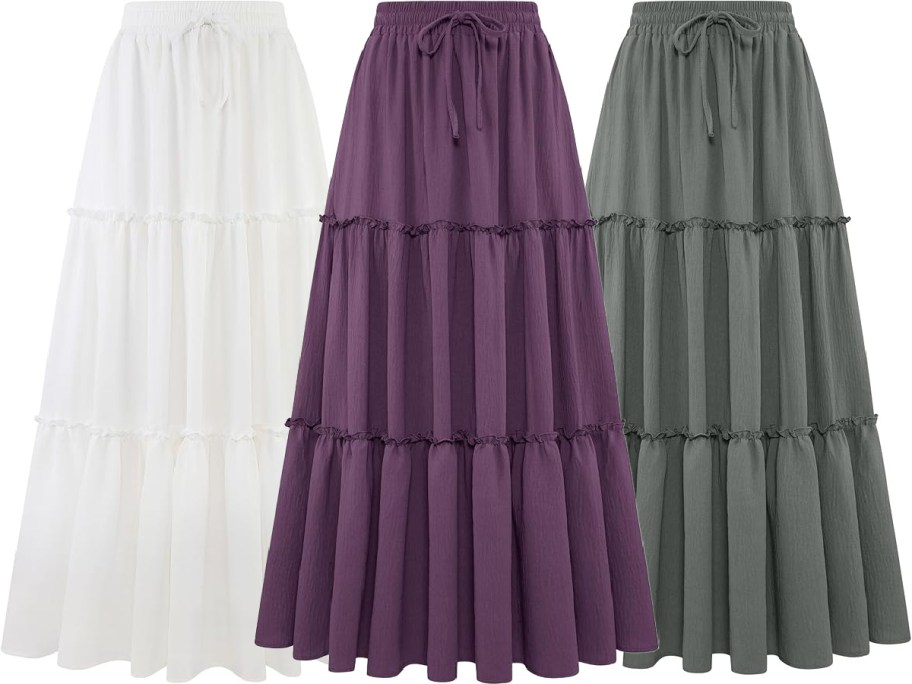 3 Arolina Women's Summer Maxi Skirts in different colors