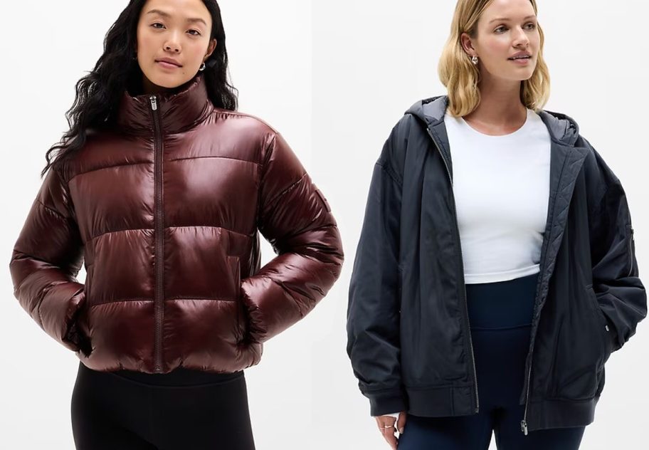 Athleta Halo Puffer Jacket and Upfield Bomber