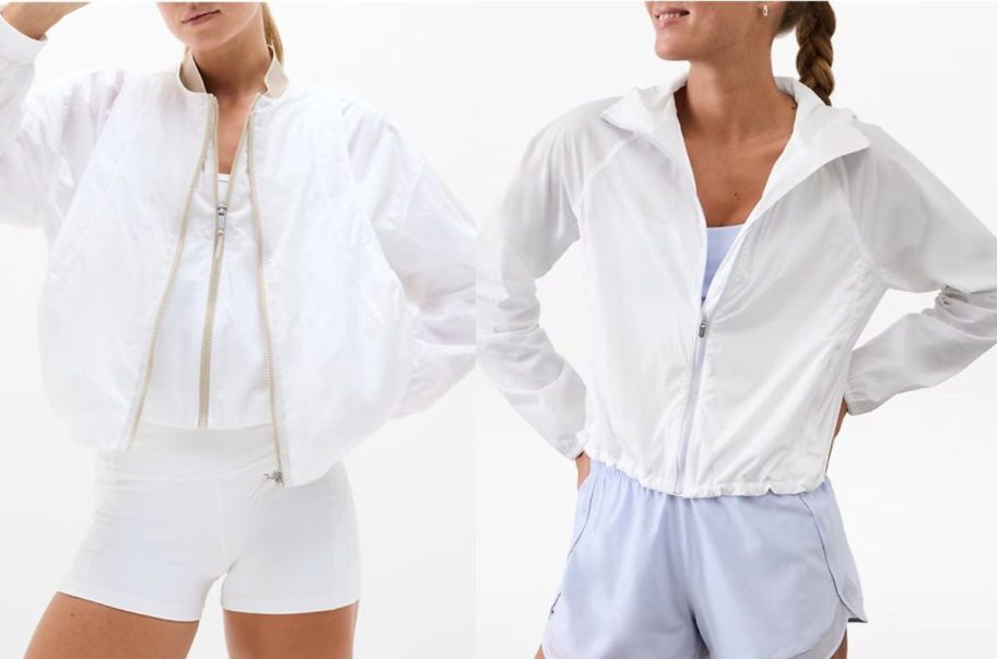 Stock images of two women wearing Athleta Jackets