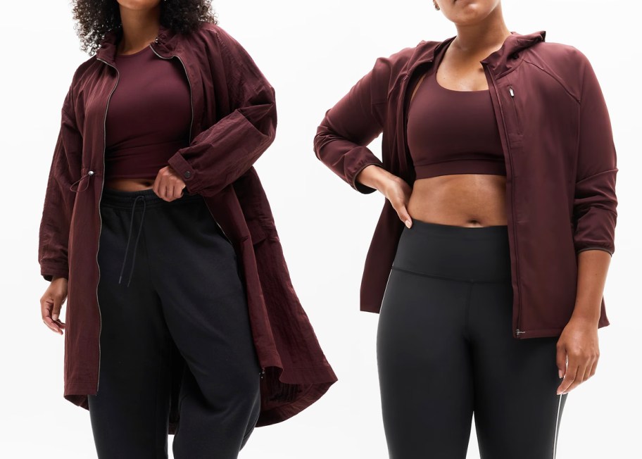 two women in maroon jackets