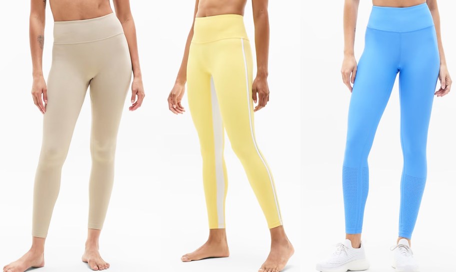 three women modeling leggings