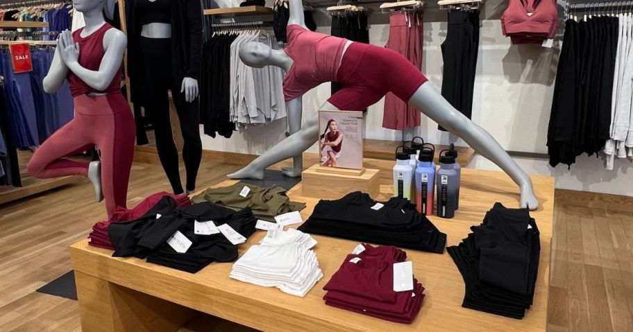 A display of Athleta Clothing