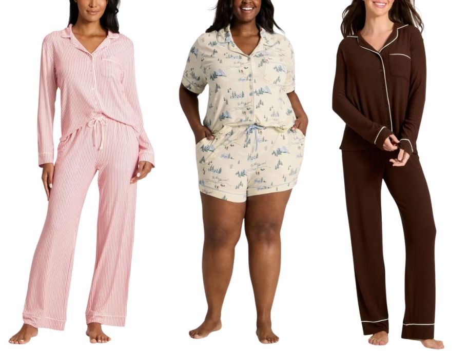 3 women wearing pajamas