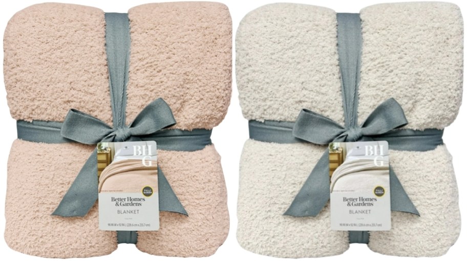 blush and cream colored blankets