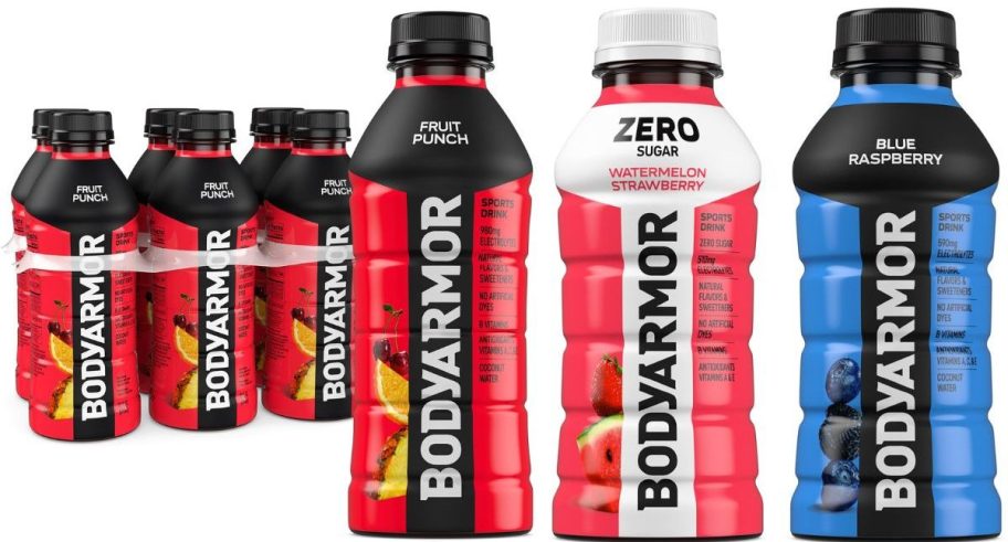 Stock images of BodyArmor Drinks in Fruit Punch, Watermelon and Blue Raspberry