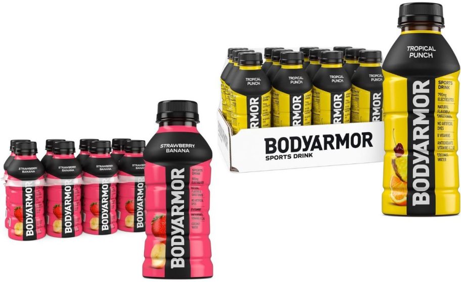 Stock images of two multipacks of BodyArmor Drinks