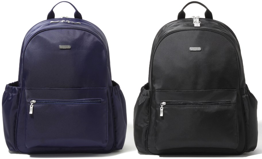 navy blue and black backpacks
