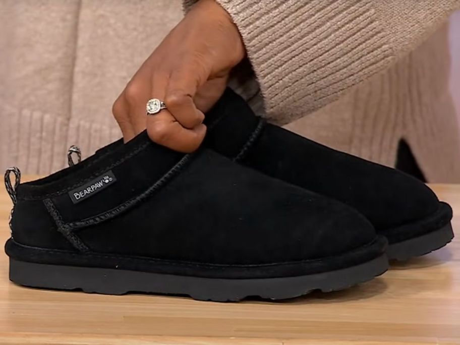 Bearpaw Black Suede Slippers