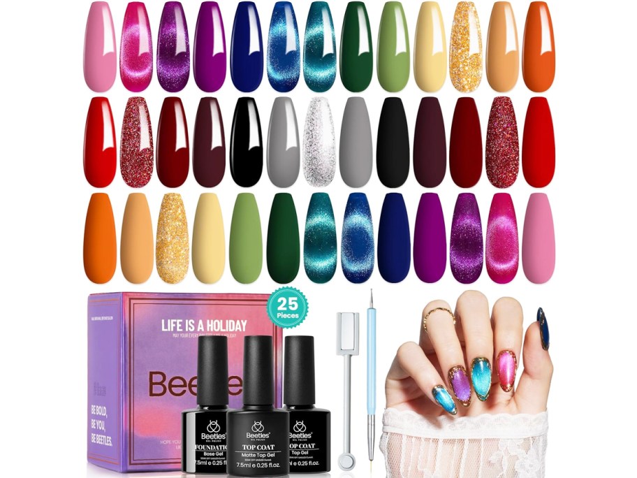 colorful swatches of gel polish colors