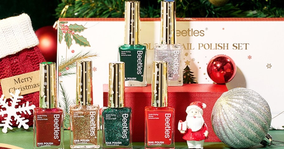 nail polish set in christmas colors