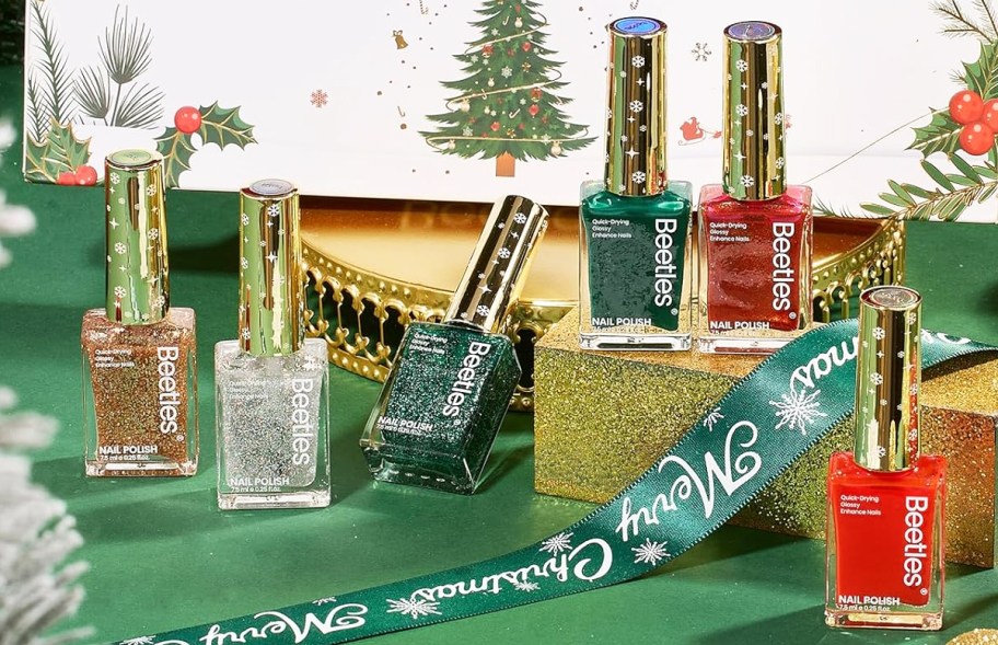 nail polish set in christmas colors