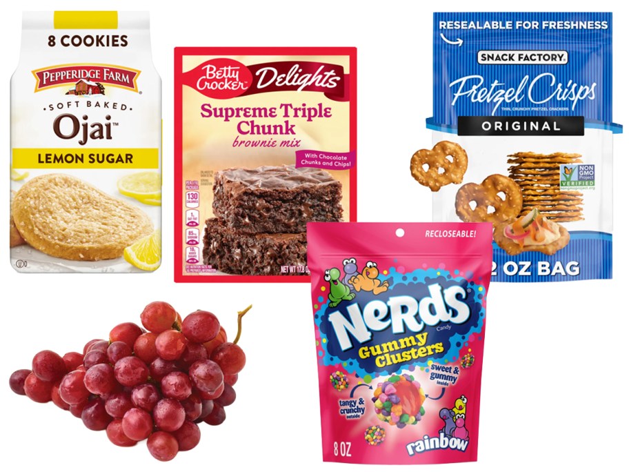 Betty Crocker Mix, Cookies, Grapes, Nerds, Petzels