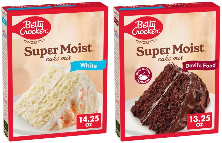 Betty Crocker Super Moist White Cake Mix and Devil's Food Cake Mix