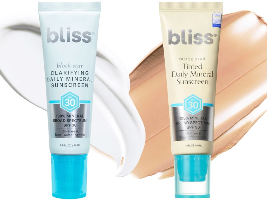 two tubes of Bliss Block Star Daily Mineral Sunscreens